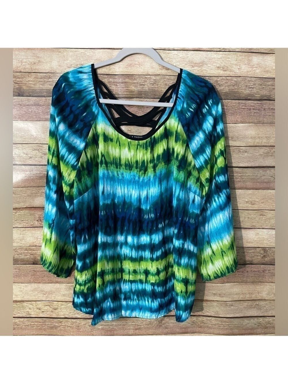 Zac & Rachel Women’s Tunic Blouse Criss Cross V Neck Back Size: XL